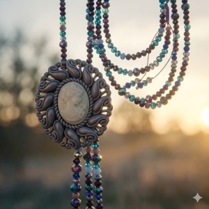 Naszyjnik Modułowy 2w1 - Vintage Kamea & Kryształy