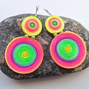 kolczyki sutaszowe Spiral Neon