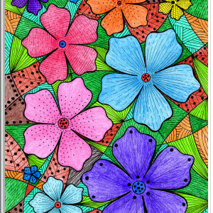 30. KOLOROWE KWIATY - rysunek, plakat.