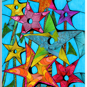 37. GWIATY VEL KWIAZDY - rysunek, plakat.