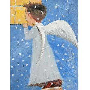 Aniołek Chłopczyk, ręcznie malowany obraz olejny