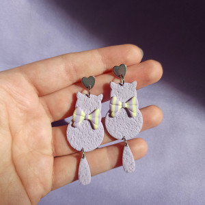 Kolczyki z gliny polimerowej pastelowe kotki