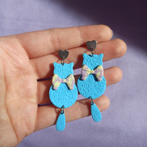 Kolczyki z gliny polimerowej pastelowe kotki