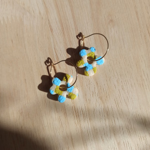 Kolczyki z gliny polimerowej oliwkowa kratka