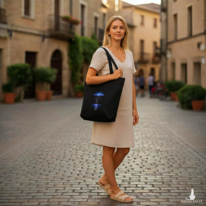 Duża ekologiczna torba na ramię z burzowym haftem