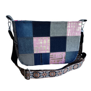 Torba damska na ramię stylowa paczwork jeans