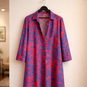 sukienka pomarańczowo-niebieska