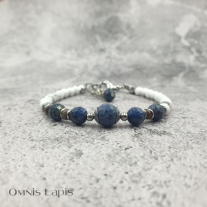 Bransoletka kontrastowa - howlit, sodalit, agat indyjski