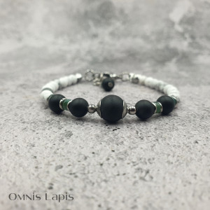 Bransoletka kontrastowa - howlit, turmalin, agat indyjski