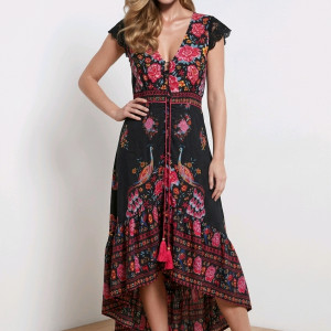 Sukienka czarna w kwiaty