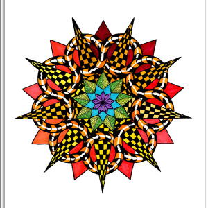 59. MANDALA NA OSTRO - CZERWONA - rysunek, plakat.