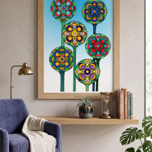 60. - KWITNĄCE MANDALE - rysunek, plakat.