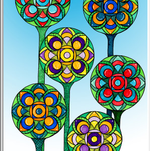 60. - KWITNĄCE MANDALE - rysunek, plakat.