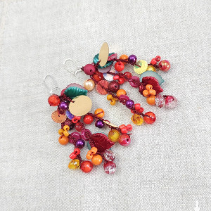 7064 długie, lekkie kolczyki w kolorach zachodzącego słońca i zieleni