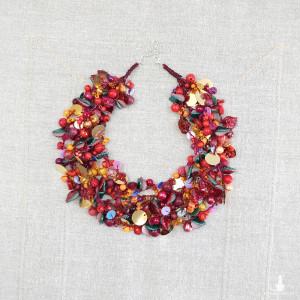 7066 bogaty, lekki naszyjnik, kolia; kolory zachodu słońca