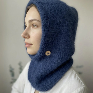 Delikatna balaclava kominiarka kaptur czapka alpaka merino ręczna robota