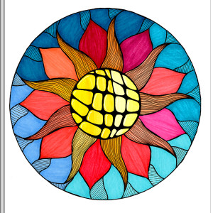 61. SŁONECZNA MANDALA - rysunek, plakat.