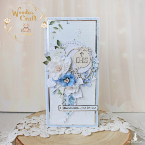 Kartka komunijna, Pamiątka Komunii, prezent "Lovely Day in Blue 1"GOTOWA