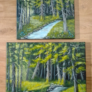 WYPRZEDAŻ KOLEKCJI - KOJĄCY DYPTYK NATURY NA PŁÓTNIE "W GŁĘBI LASU"