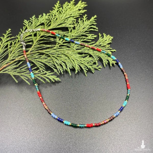 Krótki koralikowy naszyjnik kolorowy #1113