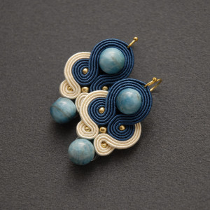 morsko-kremowe kolczyki lub klipsy sutasz z apatytami