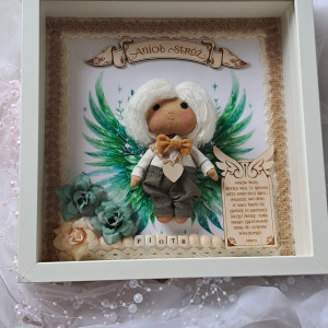 aniołek stróz w ramce za szybką 3 d dla chłopca