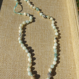 Naszyjnik supełkowany z kamieni Amazonit