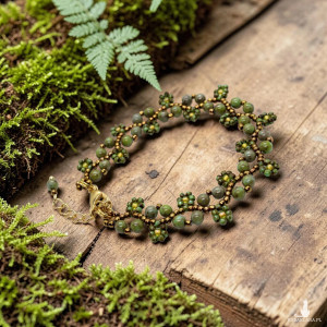 zielona delikatna bransoletka z drobniutkich koralików
