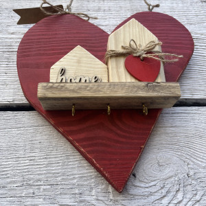 Drewniane serce wieszak na klucze