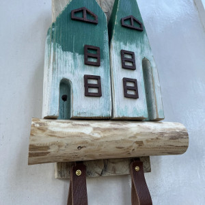 Domek drewniany podwójny turkusowy