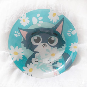 nowa miseczka z kotkiem, kolorowa salaterka z kotem, kotek miseczka, kotek salaterka, szklana miseczka z kotem, bajkowa salaterka z kotem