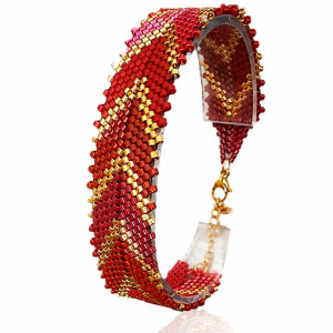 Czerwono-Złota Bransoletka z Koralików "Red Chevron"