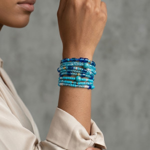 Ekskluzywny Zestaw Bransoletek Beaded w Odcieniach Oceanu - Howlit, Hematyt i Szkło
