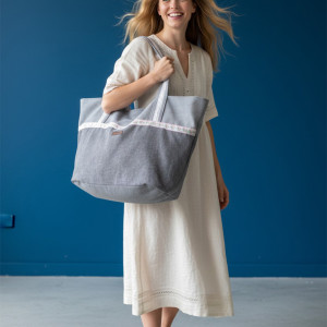 Szara torba plażowa z weluru huge bag