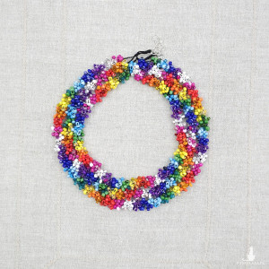 7085 Kolorowy naszyjnik kolia z koralików – handmade na szydełku
