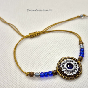 bransoletka sznurkowa polymer clay hematyt mandala