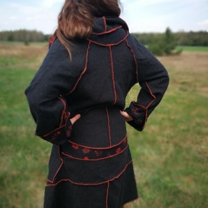 płaszcz wełniany patchworkowy damski wiosenny