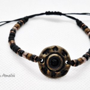 bransoletka sznurkowa polymer clay czarna unisex
