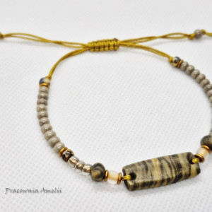 bransoletka sznurkowa polymer clay oliwkowa