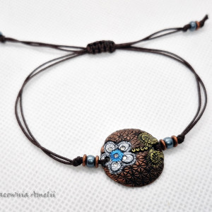 bransoletka sznurkowa polymer clay kwiatek
