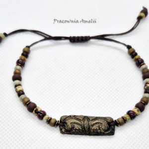 bransoletka sznurkowa polymer clay barwy ziemi unisex