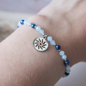 Bransoletka BOHO SUMMER ✧ akwamaryn i lapis lazuli ✧ słońce