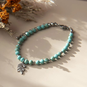 Bransoletka BLUE LEAF ✧ turkus ✧ liść