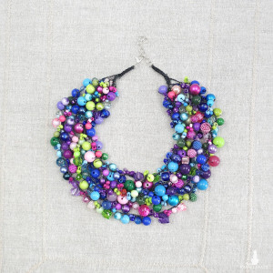 Wielokolorowy Naszyjnik Boho z Koralików – Bogaty Naszyjnik Grona, Kolorowe Korale Hand Made - 7099