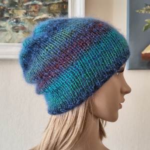 Nad morzem - miła, lekka, puchata czapka z jedwabiu, moheru i 100% merino