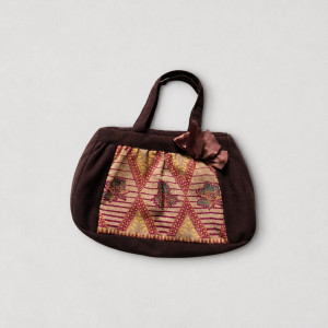 torebka damska retro koronka brązowa handmade