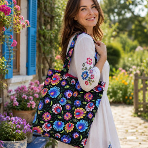 Torba na zakupy Shopperka eko torba zakupowa siatka na zakupy torba shopper łowicz folk