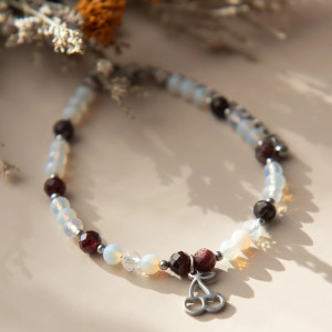 Bransoletka VERY CHERRY ✧ granat i opal ✧ wisienki