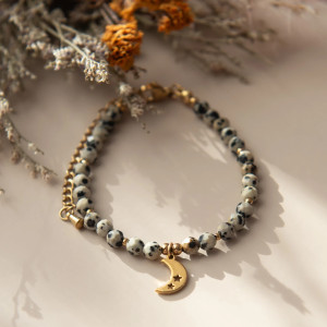 Bransoletka BOHO MOON ✧ jaspis dalmatyński ✧ księżyc
