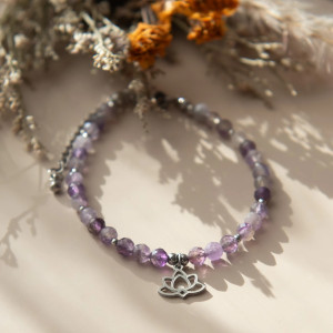 Bransoletka VIOLET LOTUS ✧ ametyst ✧ kwiat lotosu